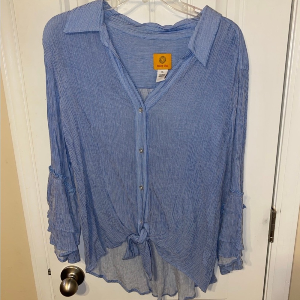 Ruby Rd. Light Blue Button Down Shirt - image 2